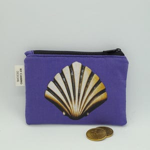 Porta-moedas Blue Shell do Caminho de Santiago - Peregrinação do Caminho de Santiago - Santiago de Compostela Espanha - Presente de design exclusivo