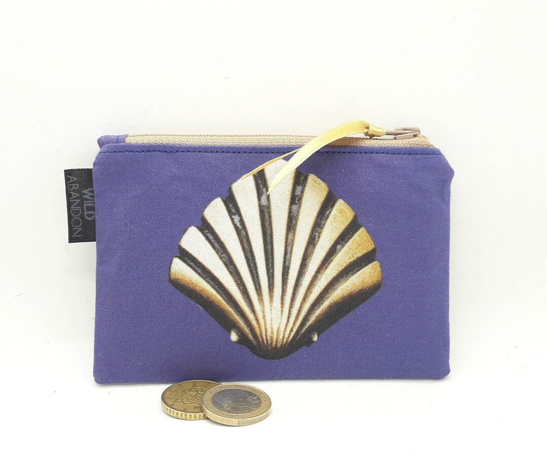 Camino Shell Coin Purse Beige Zip Way of St James Pilgrimage Gift