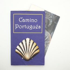 Camino Portugues carte carte d'identité couverture - porte-passeport pèlerin - Chemin de Saint-Jacques-de-Compostelle portugais - Saint-Jacques-de-Compostelle - Oeuvre d'art originale