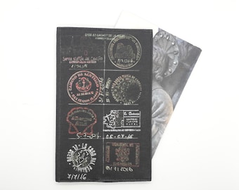 Black Stamps Credential Cover - Pilgrim Passport Holder - Way of St. James Sellos - Camino de Santiago de Compostela - Original Artwork