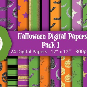 Digital Halloween Paper, Halloween, Digital Paper,12x12 Scrapbook, Craft Supplies, Printable Scrapbook Paper, Halloween Gifts, Printables