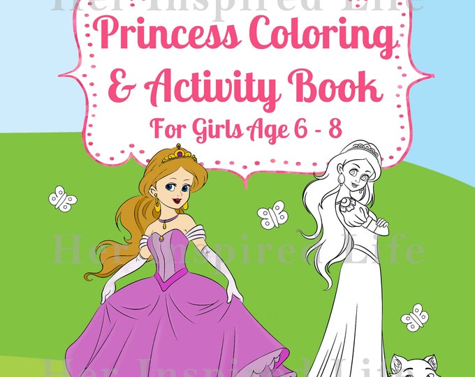 Princess Coloring Pages - 25 Printable Pages - Beautiful Princess Digital Coloring Book for Kids ...