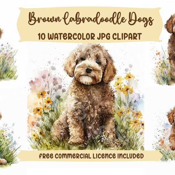 Brown Labradoodle JPG Watercolor | Labradoodle Clipart | Modish Dog Art | Closeup Dog Art | Dog Art Piece | Dog Art Work | Dog Inspired Art