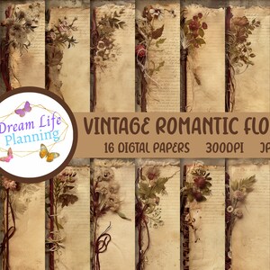 Vintage Romantic Floral Scrapbook Papers, Vintage Scrapbook, Scrapbooking Ephemera Vintage, Digital Scrapbook Vintage, Floral Scrapbook