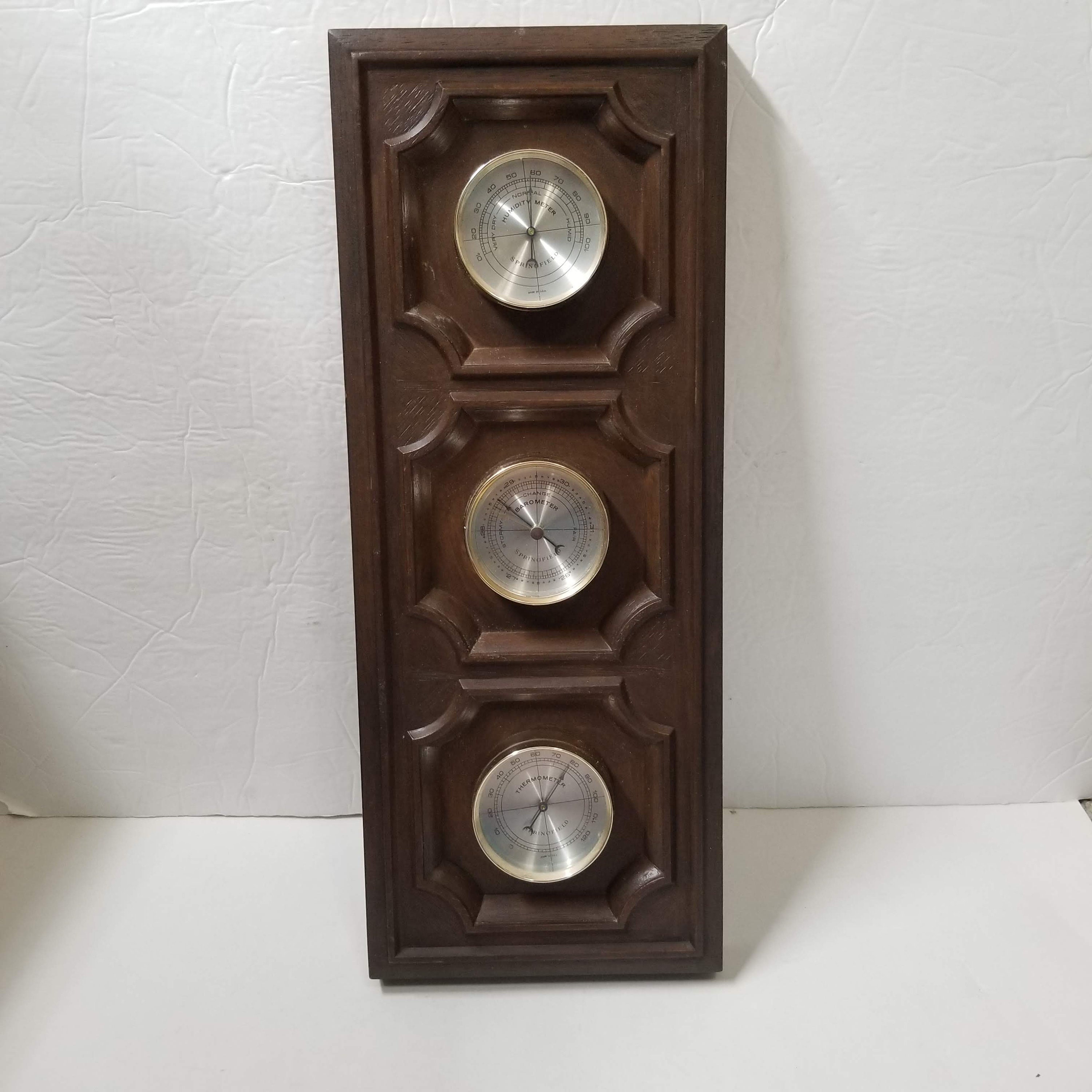 Springfield Wall Weather Station Vintage Barometer Thermometer