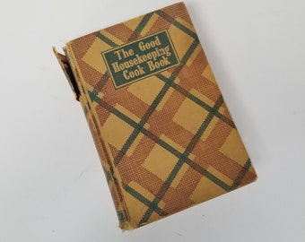 1944 Good Housekeeping Cookbook 7th Revised Edition Vintage Plaid Hardback Illustrated Recipes
