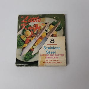 Vintage Stainless Steel Cheese Spreaders - MCM Appetizer Knives Set of 8