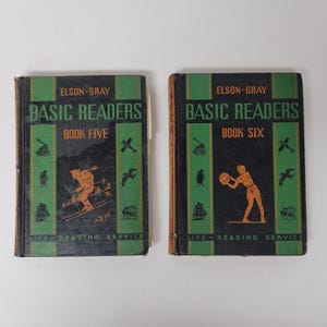2 Elson-Gray Basic Readers Vintage Book Five and Six 1936 School Textbook