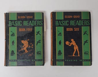 2 Elson-Gray Basic Readers Vintage Book Five and Six 1936 School Textbook
