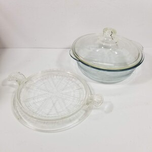 3 Pc Fire King Covered Glass Casserole Vintage 1940s Sapphire Blue Philbe 2 qt Dish with Lid Trivet