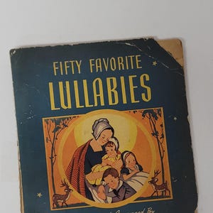 Cinquenta canções de ninar favoritas, livro de colorir vintage dos anos 1930, arranjado por Jessie Carter, ilustrado por Christine Chisholm
