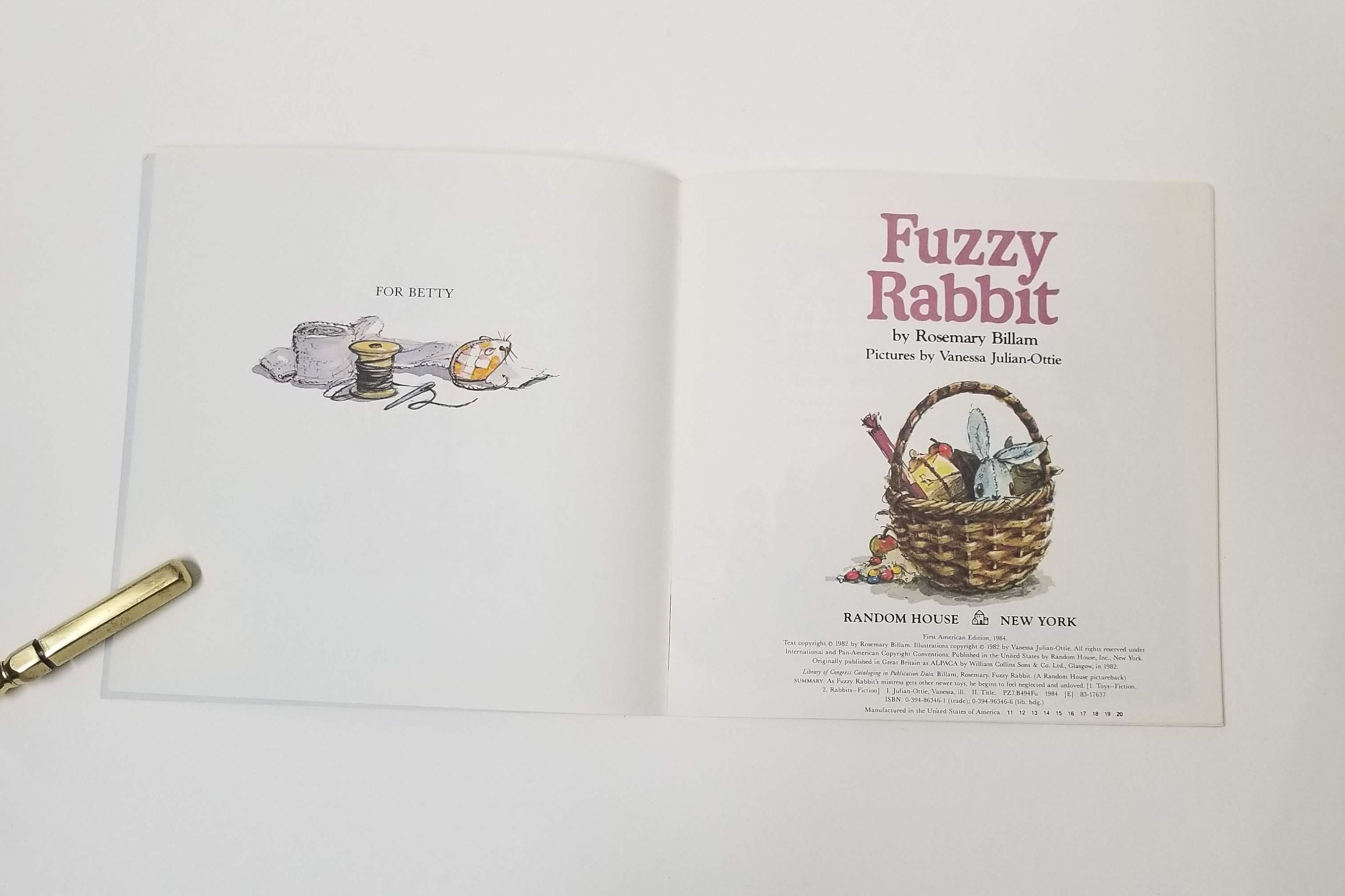Fuzzy Rabbit by Rosemary Billam Random House 1982 Pictureback