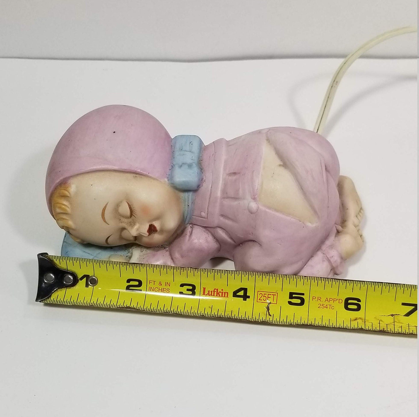 Sleeping Baby Girl Nightlight Vintage Ceramic Pink Nursery Etsy