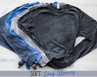 Camisetas suaves de manga larga - Camisetas lisas de manga larga, corte unisex - o camisetas de manga corta - Camisetas suaves para estampar con vinilo o serigrafía