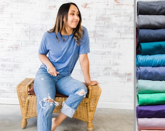 Relaxed Fit Blank T Shirts - Baby Blue Tee - Soft Blue Shirt Loose Fit or Ladies Fit - Other Colors & Styles - Super Soft Blank Shirts for