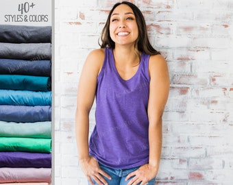 Purple Tank Top - FREE SHIPPING over 35 - Other Colors - Ladies Soft Triblend Blank Tanks - Plain Purple Shirt - No Design Clothing  Plain T