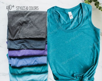 Soft Tank Tops - Teal Blue and other colors - Triblend Tank Blank to Decorate - Ladies Green Tank - Racerback Plain Tank for Women No Design