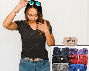 Blank Shirts Super Soft and Comfortable - Great Quality Plain Tees - Unisex or Ladies - Vneck Plain - Crew Neck Blank - Color T Shirts Blank