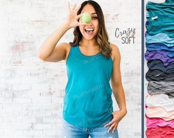 BLANK TANKS - Super Soft Triblend Blank Tank Tops for HTV or Screen Printing - Soft Plain Tanks - Colorful Blank Tanks - Tri-blend Women Tee