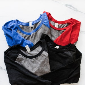 Plain Raglan Baseball T Shirts - Super Soft Shirts for Resale - Design Your Own Shirt - Raglan Unisex or Ladies Shirt - T Shirt no Design on