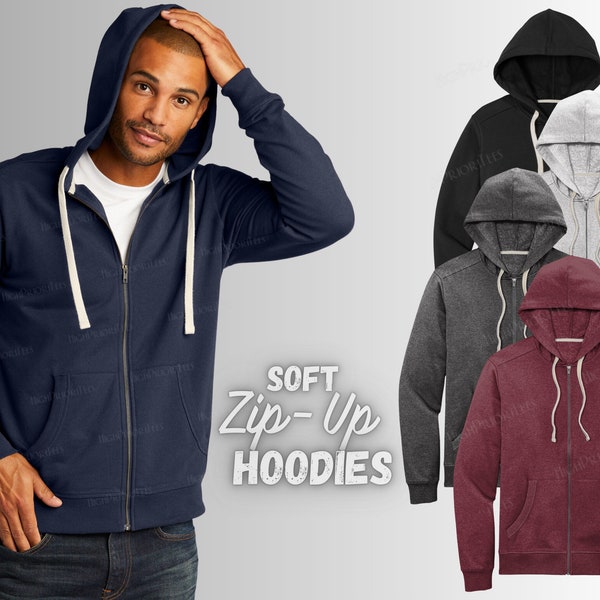Plain Zip Up Hoodies SUPER SOFT - Blank Zip Hoodie with Pocket - Zipper Hoodie with Drawstrings Soft Zip Up Jacket - Other Styles Available