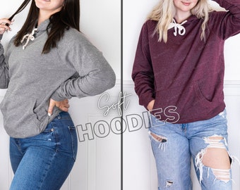 Felpa con cappuccio Triblend Blank con tasca - Felpa con cappuccio morbida con coulisse - Altri stili disponibili - Felpe con cappuccio di qualità premium - Felpa con cappuccio più morbida e calda