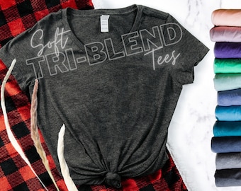 Premium Quality Soft Plain T Shirts - V Neck Unisex - V-Neck Black - Charcoal Heather Shirt - Triblend Soft Casual Wear Comfy T Shirts Blank