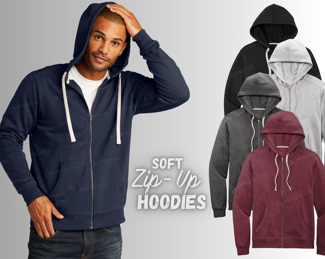 Plain Zip up Hoodies SUPER SOFT Blank Zip Hoodie With Pocket Zipper