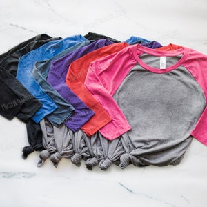 Plain Raglan Shirts with colored sleeves - Blank Baseball Shirts Wholesale - Bulk Ordering 3/4 Sleeve Shirts - Baseball Shirts to Decorate