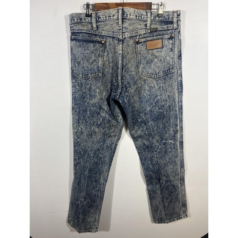 Vintage Wrangler Jeans Acid Wash 38x34 80s 90s Cowboy Straight 13MWZHM Mens USA Bild 4