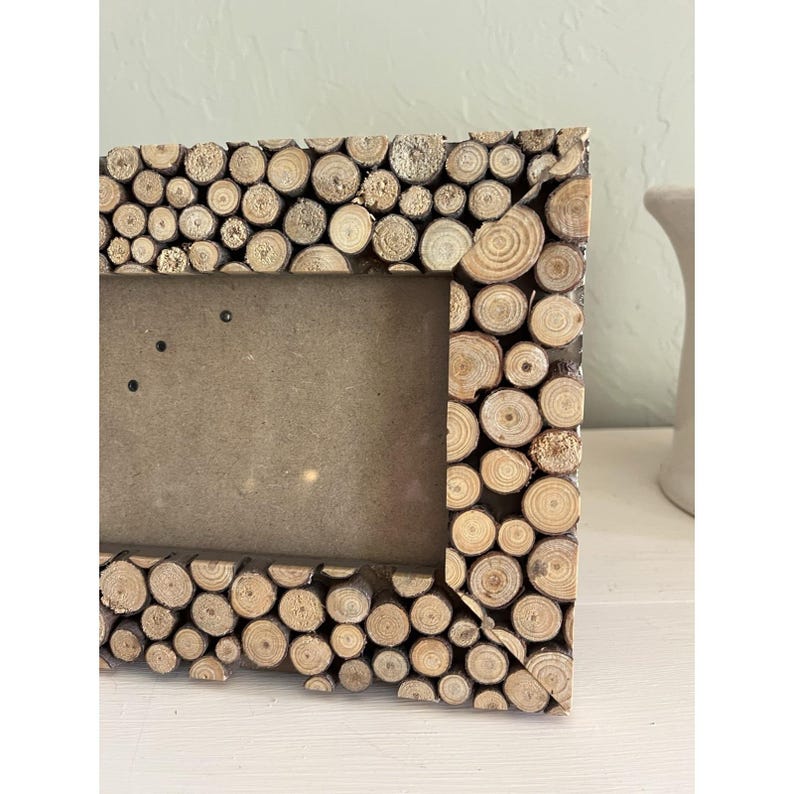 Log Photo Frame Rustic Primitive Photo Picture Frame Log Slice Cabin Lodge Decor 4
