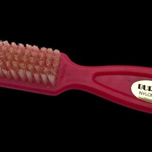 Vintage Burmax Hairbrush Nylon Bristle Brush Pink Red Hard Plastic 6&quot;