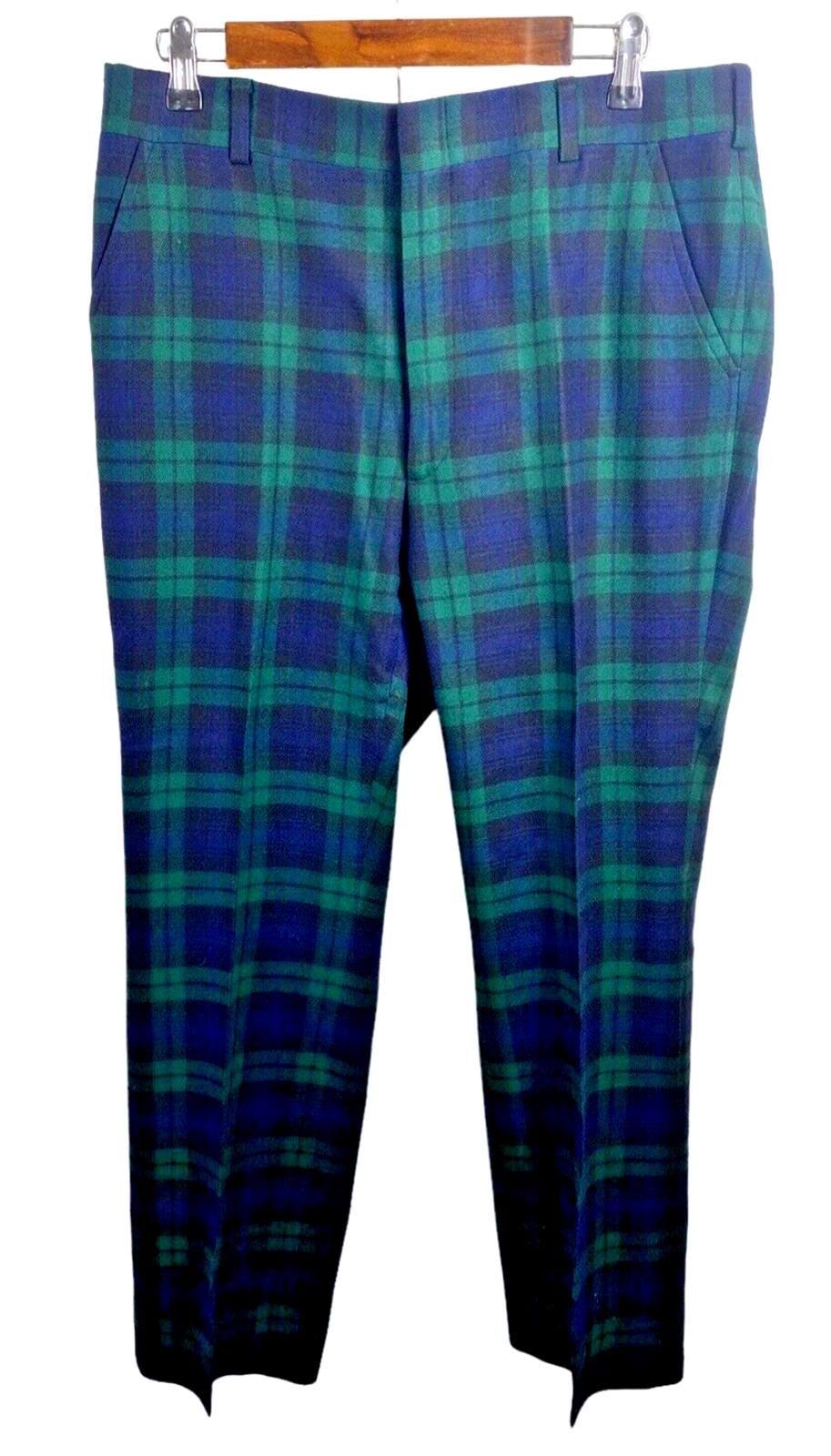 Vtg Mens Trousers Pants Size 34x31 Black Watch Plaid Tartan Vtg Mens Trousers Pants Size 34x31 Black Watch Plaid Tartan