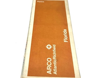 Vintage Arco Atlantic Richfield Florida Map Fold Out Travel Brochure 1960s
