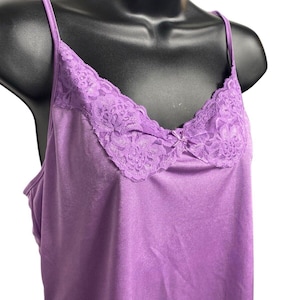 Purple Lace Cami Tank Top Size L Vintage Y2K Whimsigoth Fairy Grunge Babydoll