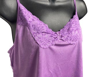 Purple Lace Cami Tank Top Size L Vintage Y2K Whimsigoth Fairy Grunge Babydoll