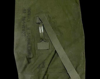 US Military Vintage Duffel Bag Cotton Canvas DSA 100-2856 NSN 8465-265-4928 1950