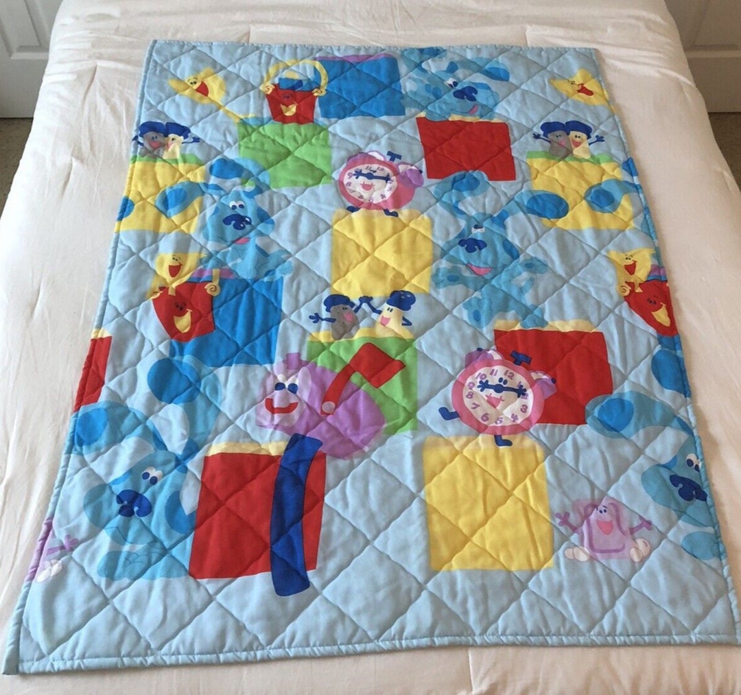 Vtg Blues Clues Bedding Toddler Sheet Set Quilt Blanket Flat Etsy