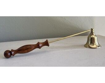 Candle Snuffer Wood Solid Brass NEW Vintage Unused Bookshelf Decor Academia
