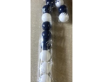 New York Yankees Christmas Ornaments Set Lot 12 Balls White Blue Baseball NEW Pk