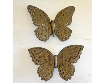Vintage Homco Butterfly Butterfly's Butterflies Set Lot 2 Cottagecore Gold Set