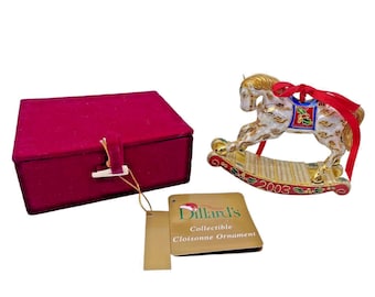 Dillard's Christmas Cloisonne Ornament Rocking Horse Intricate Rare Trimsetter