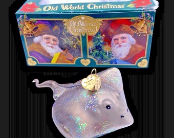 Décoration de Noël Ancien monde en verre soufflé raie scintillante pailleté plage océan animal 5 po.