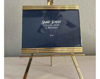 Cadre photo State Street Burnes, cadre photo sur chevalet, laiton 3 x 5 cm vintage