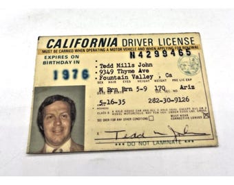 Vintage California Driver License 1970s 1976 Retro Ephemera Paper Plastic