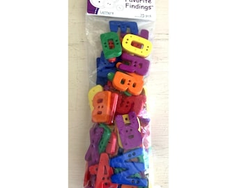 Alphabet Buttons ABC Thick Chunky Colorful Set Lot NEW Favorite Findings 75 pcs