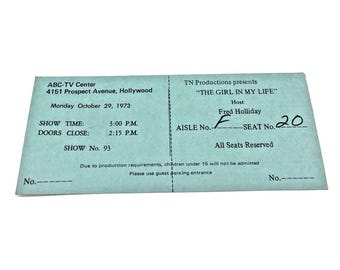 Vintage ABC TV Center The Girl In My Life Show Fred Holliday Ticket 70s Ephemera