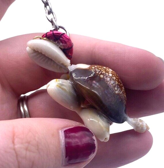 Turtle Keychain Made from Seashells Seashell Body… - image 3