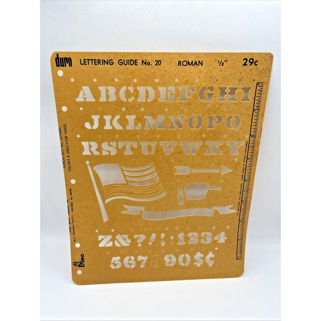 Duro Lettering Vintage Letter Lettering Guide Stencil American Flag Duro Roman 1/2 ...