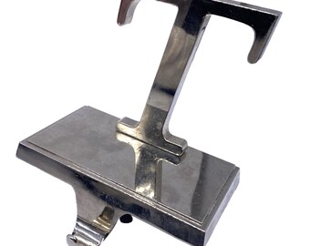 Crochet de suspension pour bas de Noël lettre T en métal argenté pour manteau de cheminée